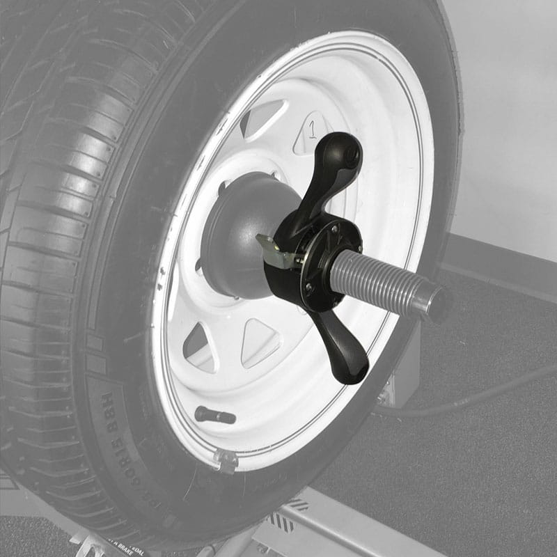 Rotary® Wheel Balancer – R155 | Pro 3D Rotary R155 Pro 3D Wheel Balancer in use on a vehicle wheel