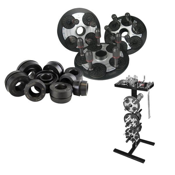 Rotary Centering System HW280400172 with quick plates, tips, Pro Collet Kit, and adapter storage tree.
