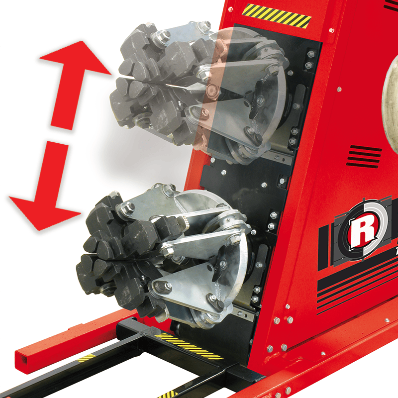 Rotary® Tire Changer – R501Plus | Super Fast Heavy Duty Truck Raise or lower the wheel clamps depending on the wheel diameter with hydraulic height positioning.
