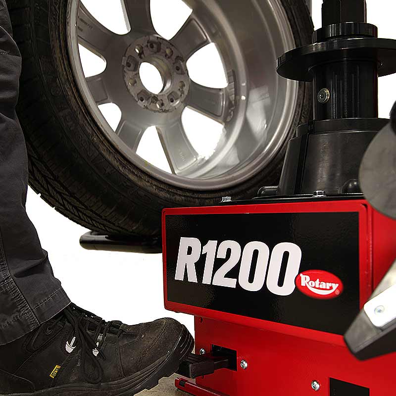 Rotary® Tire Changer – R1200 | Dual ROLLER Leverless Center Post Clamping Wheel Lift